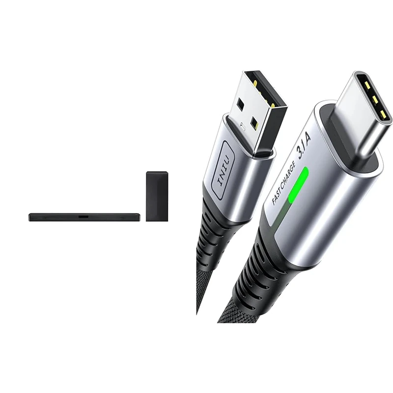 LG Electronics Soundbar SN4 2.1 ch 300W High Res Audio Sound Bar with Bluetooth & INIU USB C Charger Cable 2m 3.1A Type C Cable Fast Charging, Braided USB A to USB-C Phone Charger