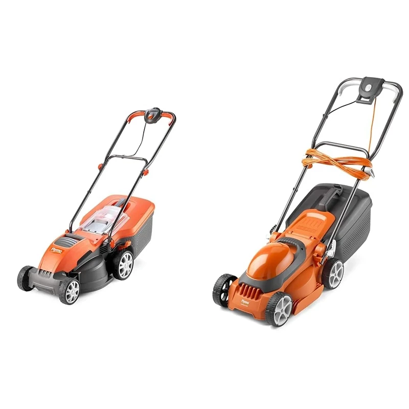 Flymo Speedi-Mo 360VC Electric Rotary Lawn Mower, 1500W, 36cm Cutting Width, 40 L Grass Box, 9676633 & EasiStore 300R Electric Rotary Lawn Mower - 30 cm Cutting Width, 30 Litre Grass Box