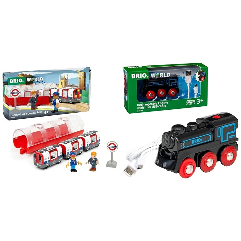 BRIO World Trains of the World Special Edition London Underground Tube Railway Toy Train & Rechargeable USB Battery Powered Engine Toy Train for Kids Age 3 Years Up