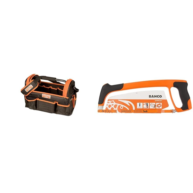 Bahco 3100TB Open Tool Bag & 319 Hacksaw Frame, 300mm Blade
