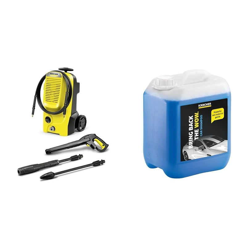 Kärcher K 5 Classic Pressure Washer, Pressure: max. 145 bar, Flow Rate: 500 l/h, Area Coverage & 5 L Canister Pressure Washer Detergent, Car Shampoo