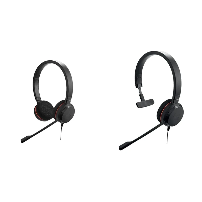 Jabra Evolve 20 Stereo Headset – Microsoft Certified Headphones for VoIP Softphone & Evolve 20 Mono Headset – Microsoft Certified Headphones for VoIP Softphone