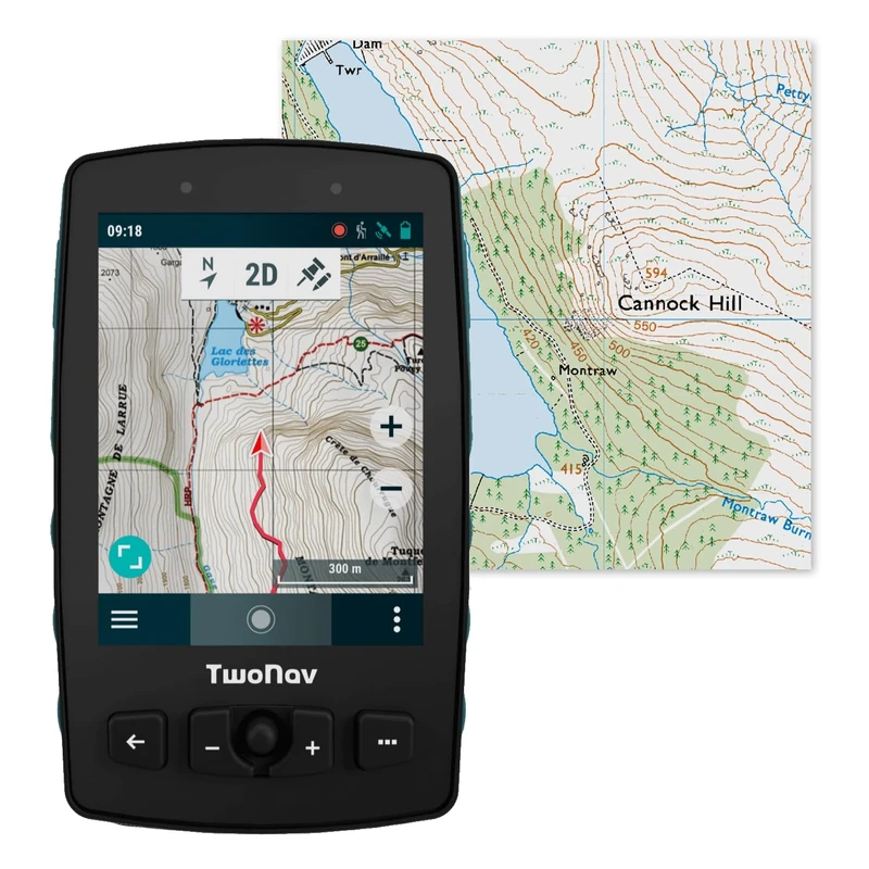 TwoNav Aventura 2 Plus + Great Britain Topo full map, handheld GPS with 3.7-inch wide screen, buttons and joystick for mountaineering, mountaineering, trekking or hiking. Colour Turquoise