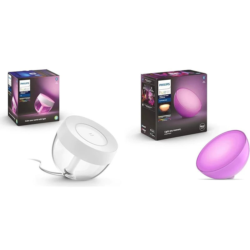 Philips Hue Iris White and Colour Ambiance Table Lamp Smart Lighting With Bluetooth & Go 2.0 Portable Light
