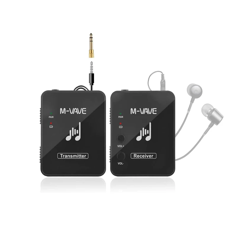 M-Vave WP9 - Wireless In-Ear Monitor System, 2.4GHz Transmitter and Receiver, Clip-on Design, USB Rechargeable, Black