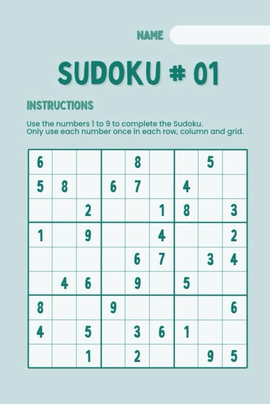 SUDOKU #01: Fun and Educational Sudoku Puzzles for Kids