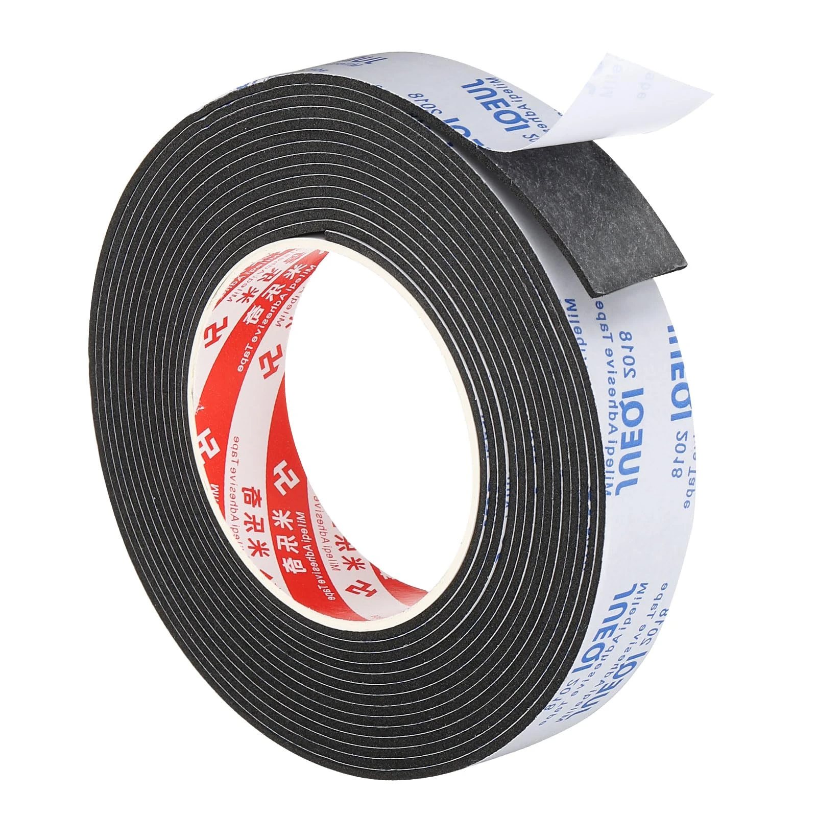 PATIKIL 5m/16.4ft Sealing Foam Tape, 25mm Wide 2mm Thick Single Sided Weather Stripping Door Furniture Seal Strip for Window Pipes Insulation, Black