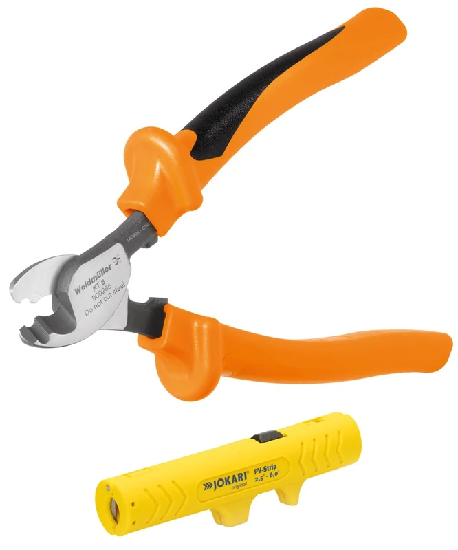 Weidmüller Jokari 490315 PV Strip and Weidmüller KT8 VDE Cable Processing Set 2-Piece Tool Set