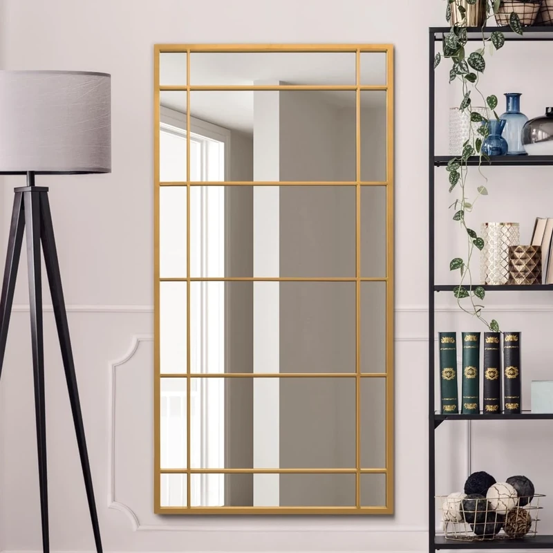 The Tabula - New Gold Metal Framed Window Wall or Leaner Mirror 63" X 31" (160CM X 80CM)