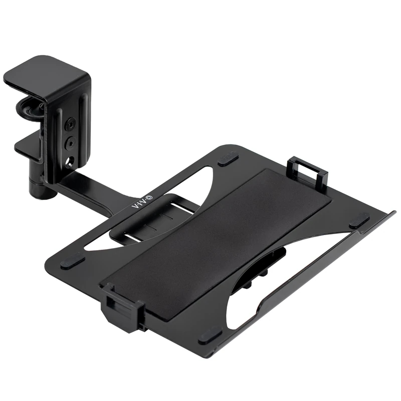 VIVO Clamp-on 12 x 9 inch Rotating Laptop Tray, Extra Sturdy Single Desk Swivel Clamp, Ergonomic Typing, Black, MOUNT-LAP1CB
