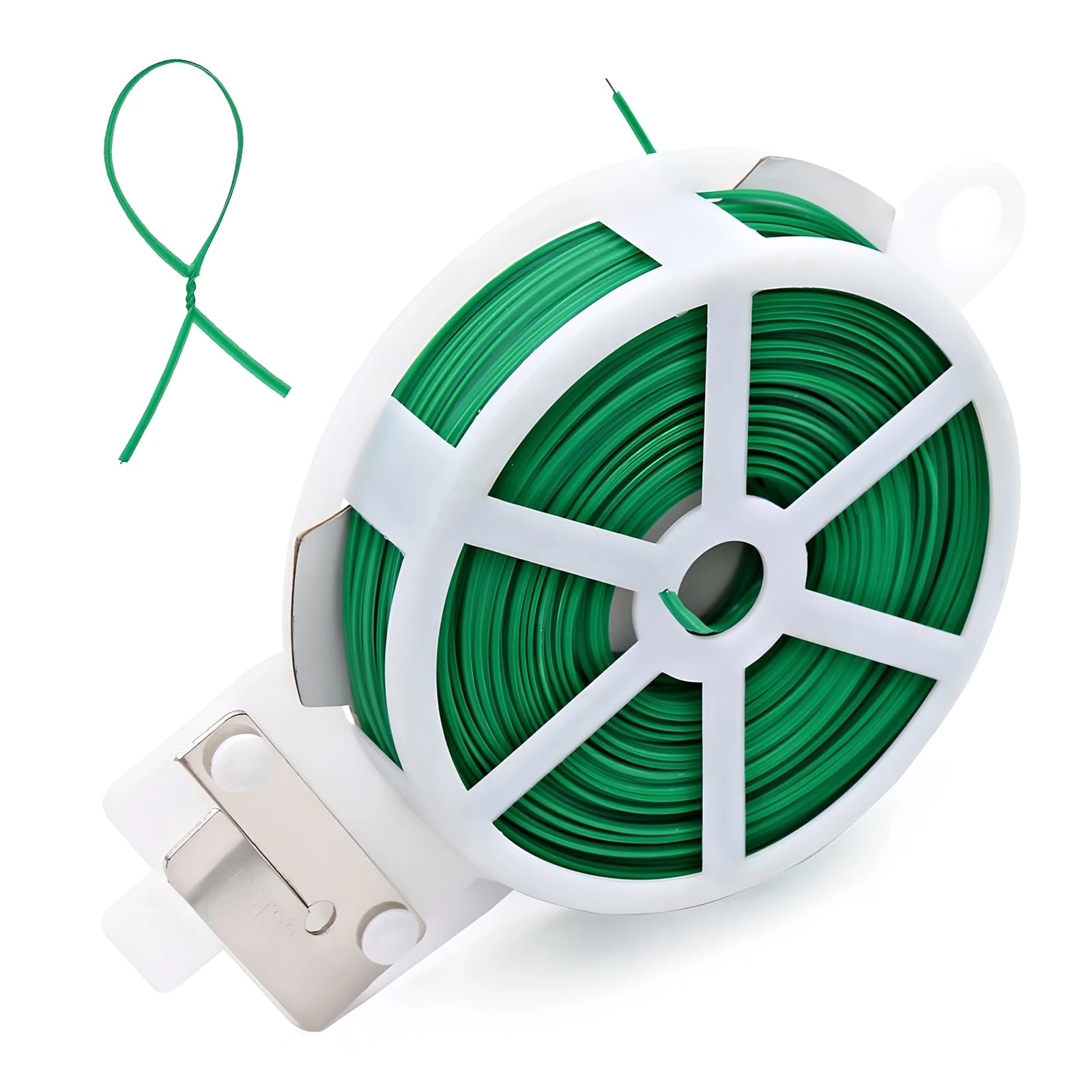 MYHOGOOD Green Garden Wire, 328ft/100m Plant Ties Plastic Coated Iron Wire with Cutter, Garden Twine for Climbing Plants, Twist Tie Wire for Gardening, Tomato, Vines, Shrubs, Flowers, Organising