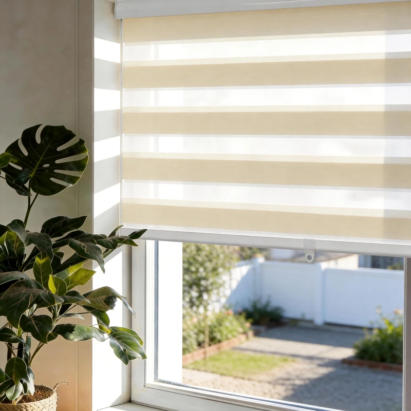 JIANGPIN TEXTILE Cordless Zebra Blinds Window Blind Zebra Shade Blinds for Windows Roller Sheer Shades Privacy Light Filtering Shades for Home Kitchen Bathroom (Width 36'' X Height 72'' Cream)