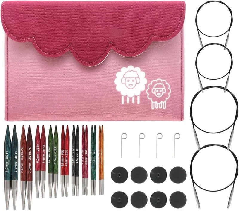 KnitPro Dreamz Deluxe Interchangeable Circular Needle Set 4" (10cm) | 9 Sizes (3mm to 8mm)
