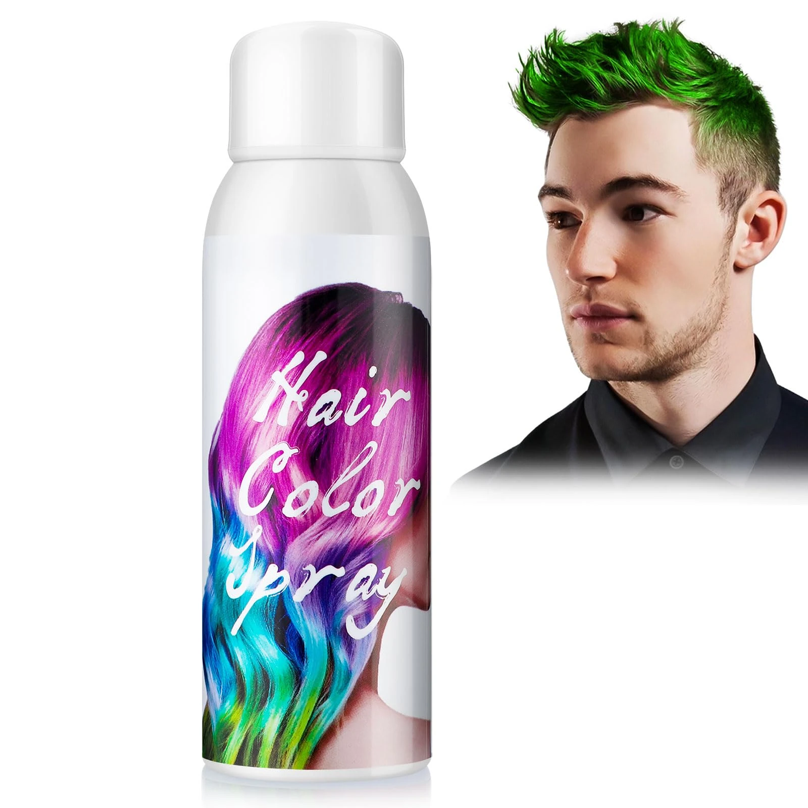 Green Hair Colour Spray, Temporary Coloured Hairspray, Washable One Time Hair Dye Spray for Party Fancy Dress Cosplay Halloween, Fast Dyeing, Suitable for Many Hair Types of Kids Adults- 100ml