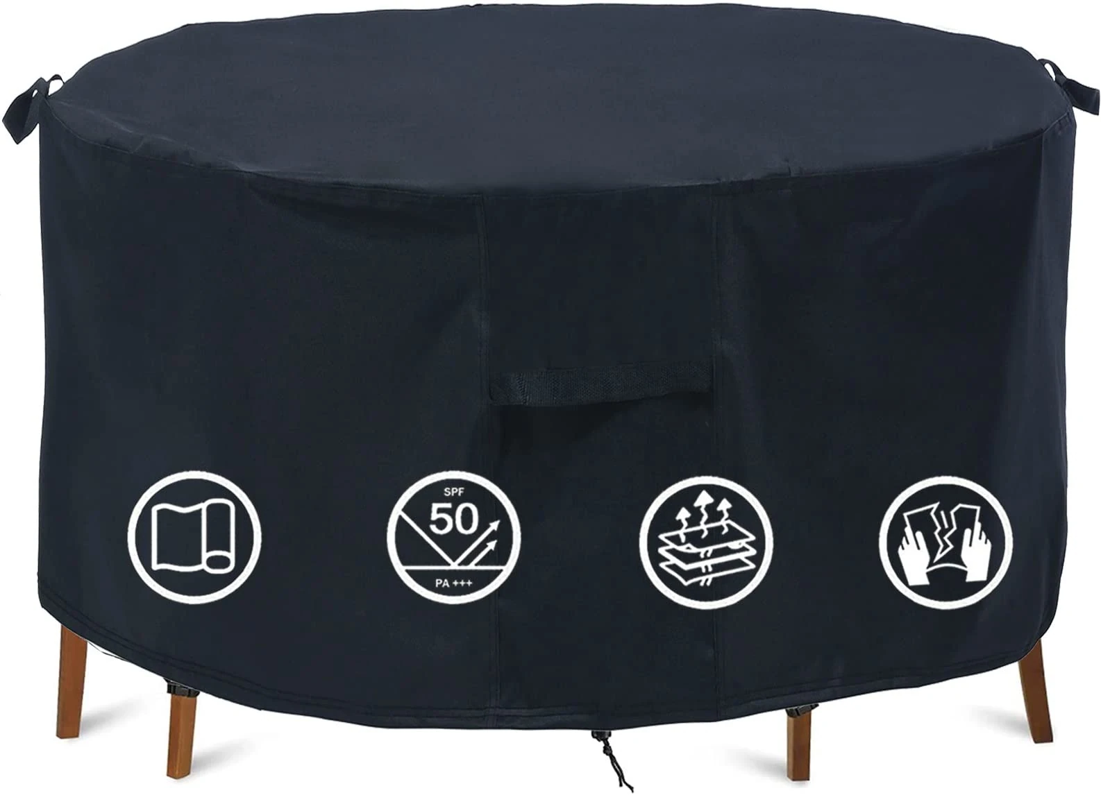 Garden Furniture Covers - Waterproof, Round Patio Table Cover (Ø244x70cm) - Windproof, Anti-UV