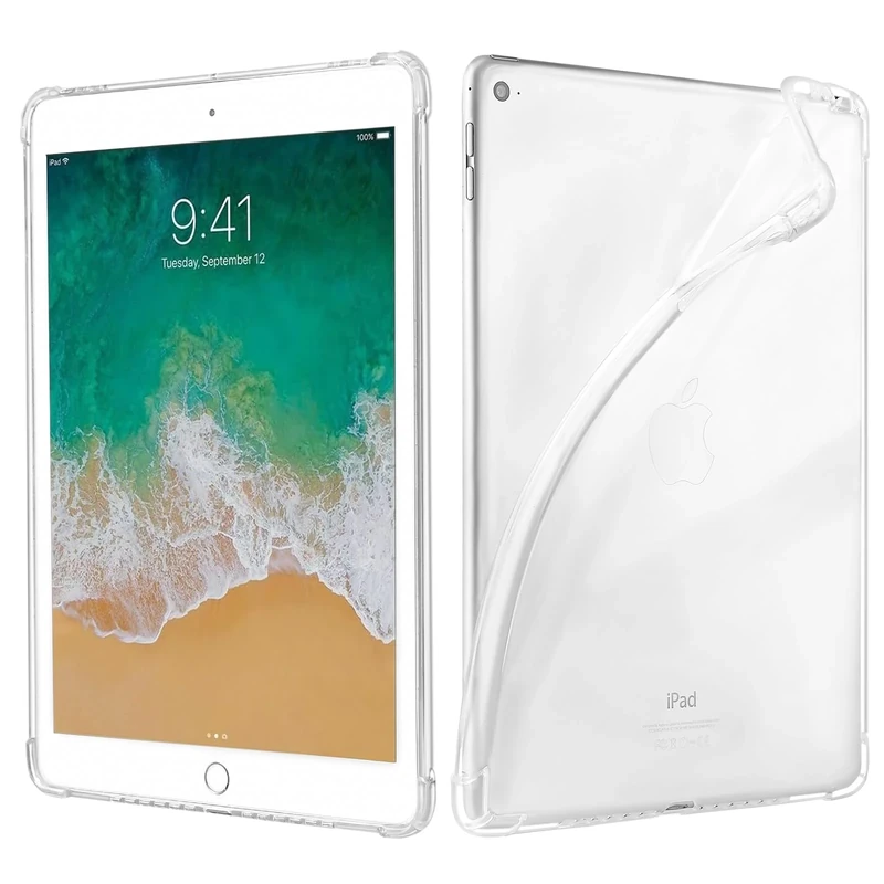4UBonLife Case for iPad 6th/5th Generation, iPad Air 1/2, iPad Pro 9.7 Inch 2016, Clear Soft TPU Case, Slim Transparent Back Cover Shell, Shockproof Protective Cover, Clear