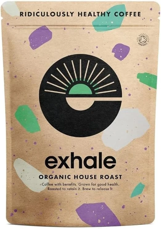 EXHALE FINE Organic Ground Coffee - Single Origin and 100% Arabica Beans. For Cafetiere, Filter or AeroPress (Medium Roast, 225g (Pack of 1))