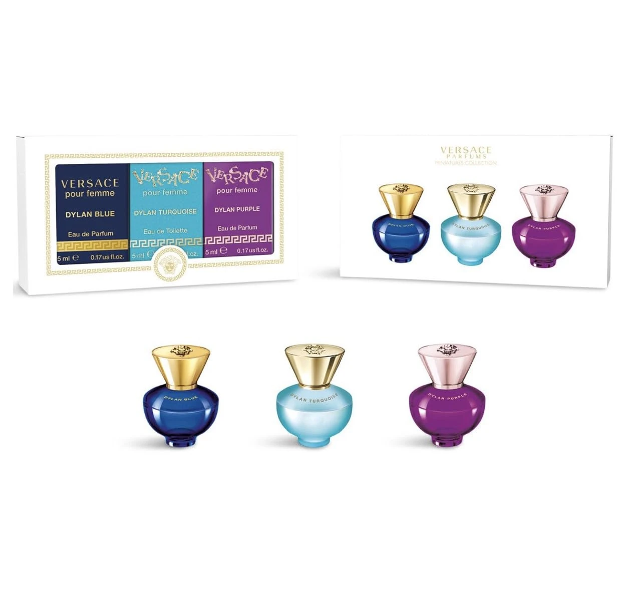 Versace Women's Trio Miniature Collection 3 x 5ml (Dylan Purple & Turquoise EDP/EDT)