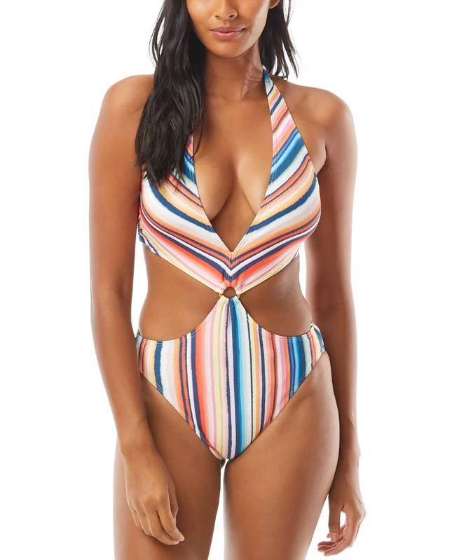 Ring Monokini One-Piece Swimsuit Multi Stripe 14