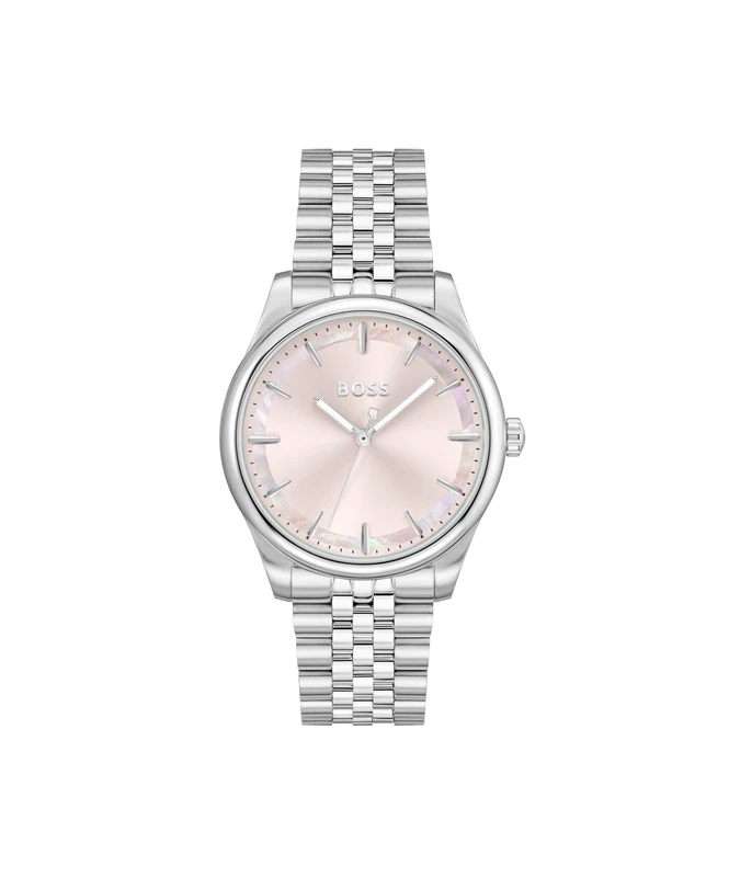 BOSS Three Hand Quartz Movement Watch for Women Graceful Collection with Silver Stainless Steel Bracelet - 1502776