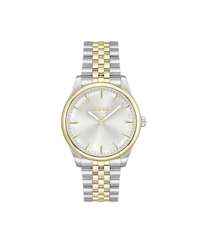 BOSS Three Hand Quartz Movement Watch for Women Graceful Collection with Two-Tone Stainless Steel Bracelet - 1502779