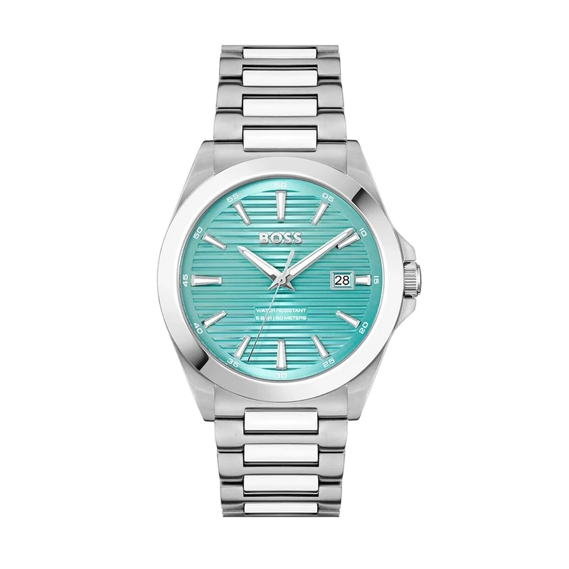 BOSS Three Hand Quartz Movement Watch for Men Strike Collection with Silver Stainless Steel Bracelet - 1514171