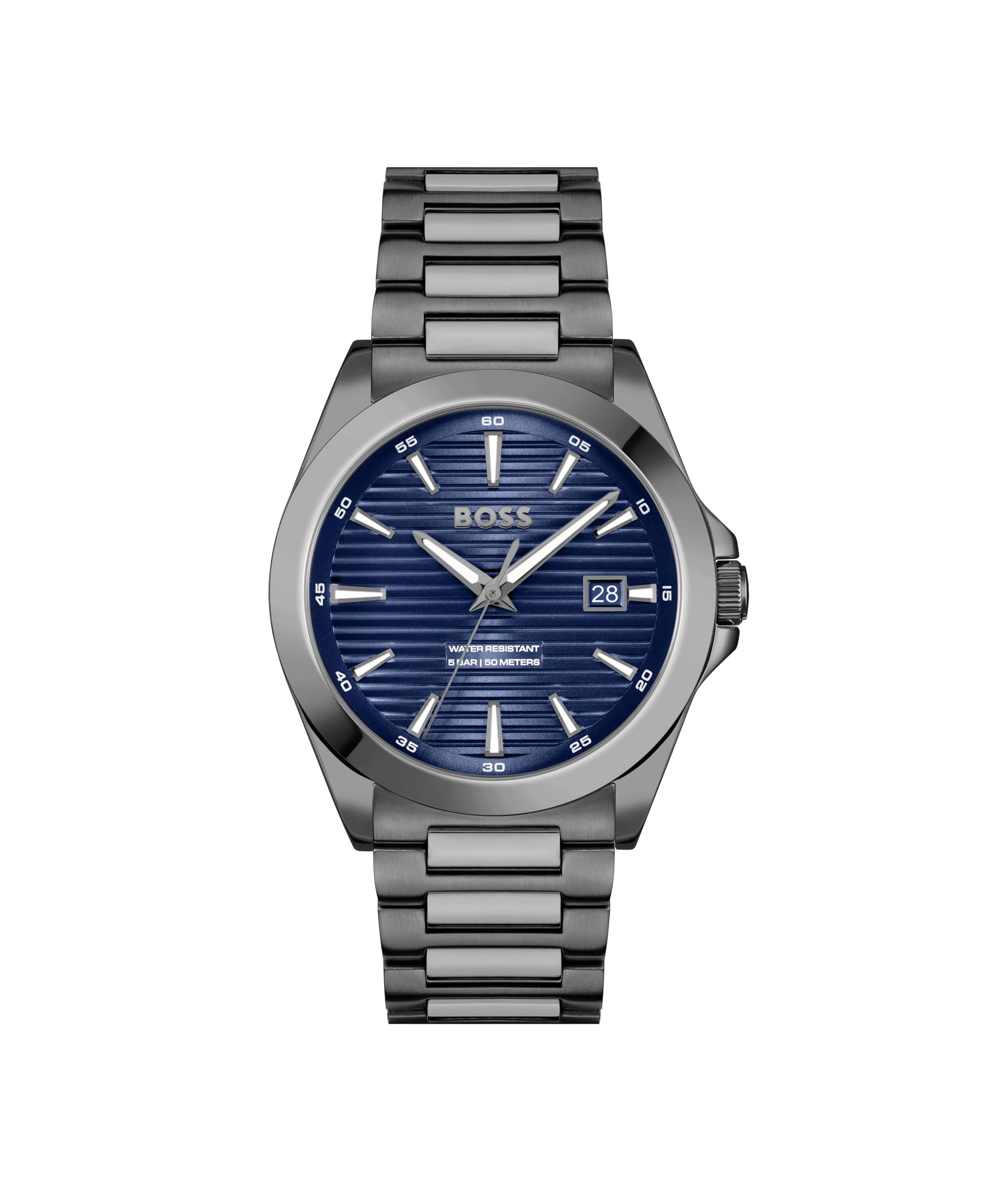 BOSS Three Hand Quartz Movement Watch for Men Strike Collection with Grey Stainless Steel Bracelet - 1514175