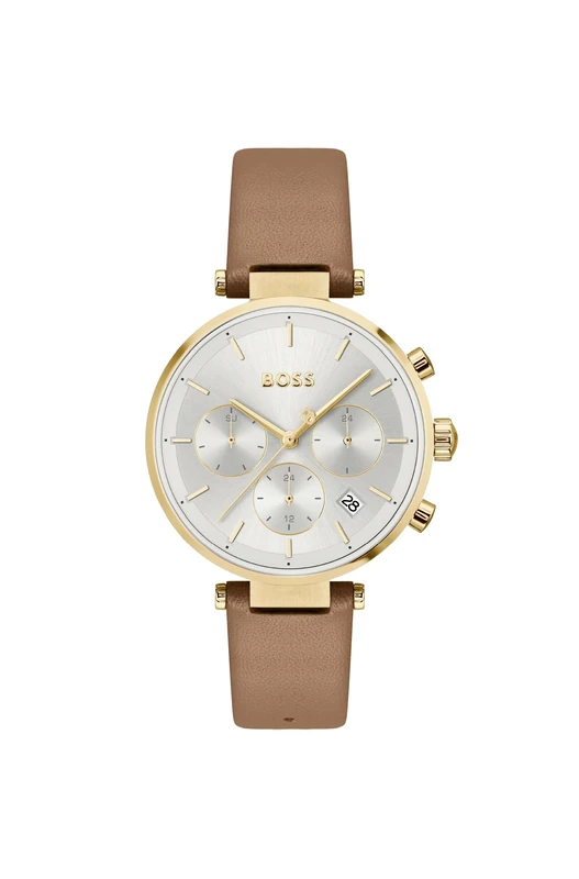 BOSS Analogue Multifunction Quartz Watch for Women Majesty Sport Collection with Camel Brown Leather Strap - 1502772