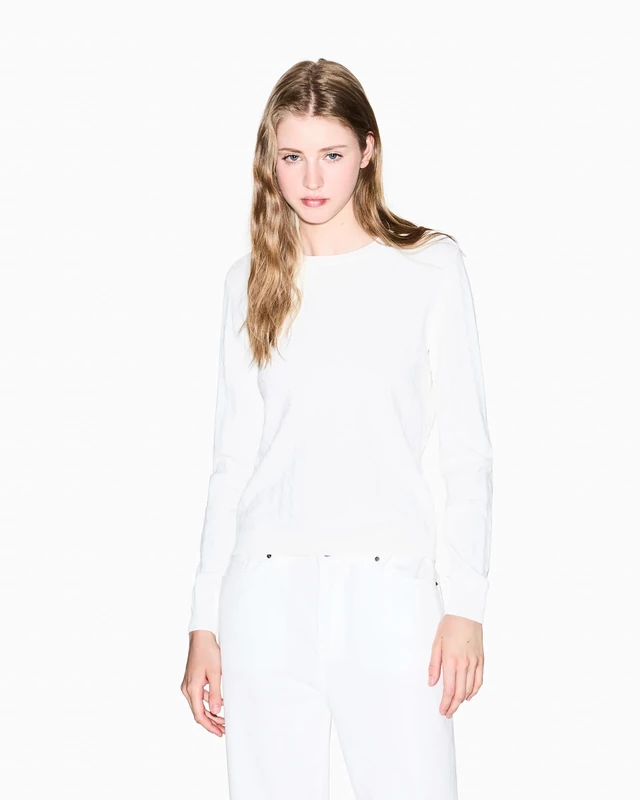 Armani Exchange Women's Essential, Sustainable, All Over Logo, Pullover Sweater, White, XS, ISO, XS