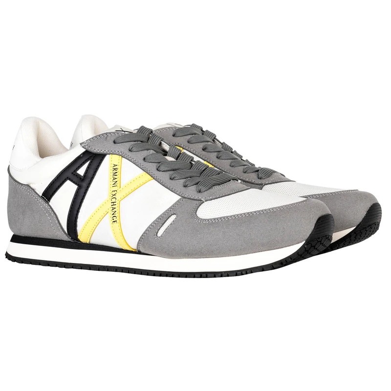 Armani Exchange Grey Logo Trainers, Gray, 10 UK
