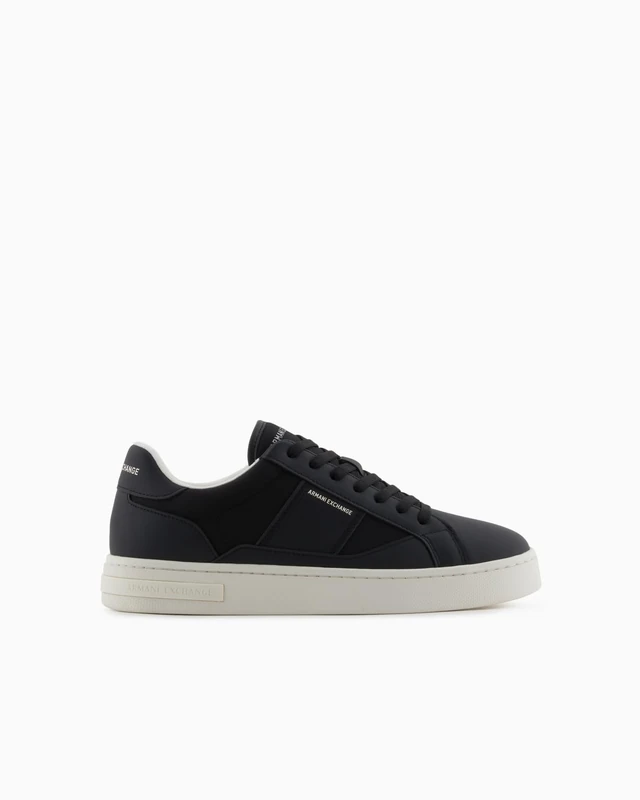 Armani Exchange White Leather English Trainers - Black, 7 UK - Image 1