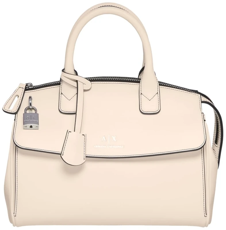 Armani Exchange Women's Jane, Sustainable, Zip Closure, Front Logo Canvas Tote Medium, Rose Mirage/Dark Doha, medium