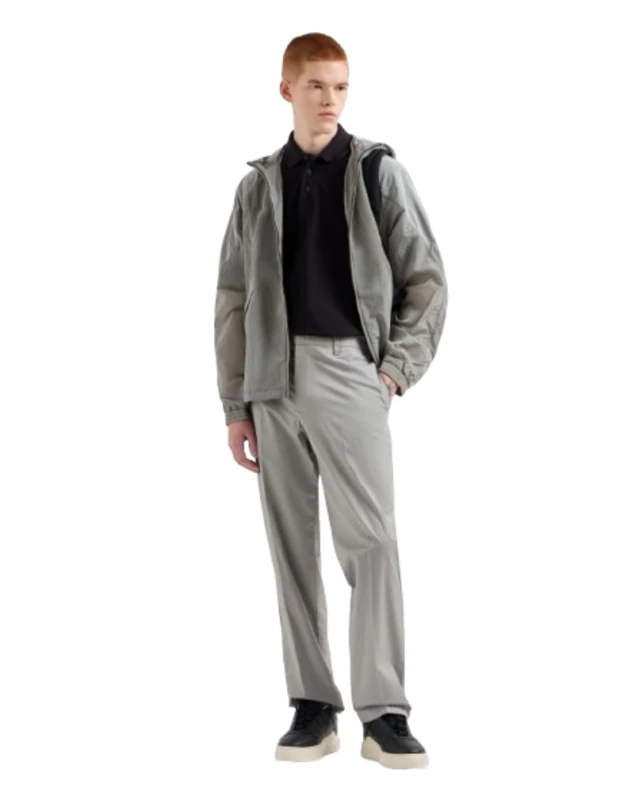 Armani Exchange Men's Urban Heighs, Colour Contrast, Logo Tab Blouson Jacket, Neutral Grey, L, Neutral Grey, L