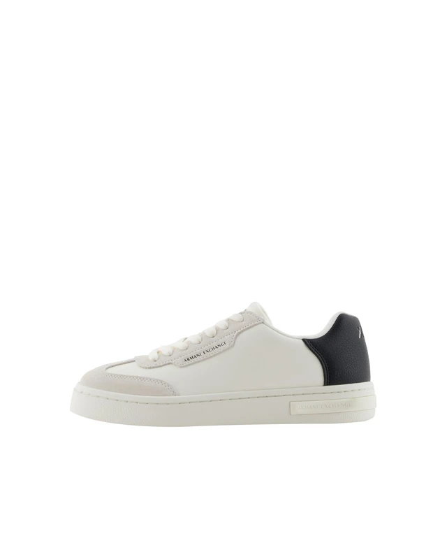 Armani Exchange Women's London Trainers, Off White Black, 4 UK