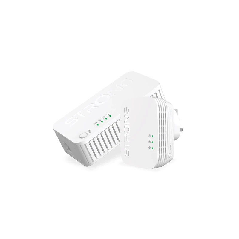 STRONG AV1000 WiFi Powerline Network Adapter Kit, AC1200 Powerline WiFi Internet Extender, Plug & Play with Pair Button, Gigabit Ethernet Ports, Power Saving Mode, 300 Meters Range, Ideal for 3D/4K TV