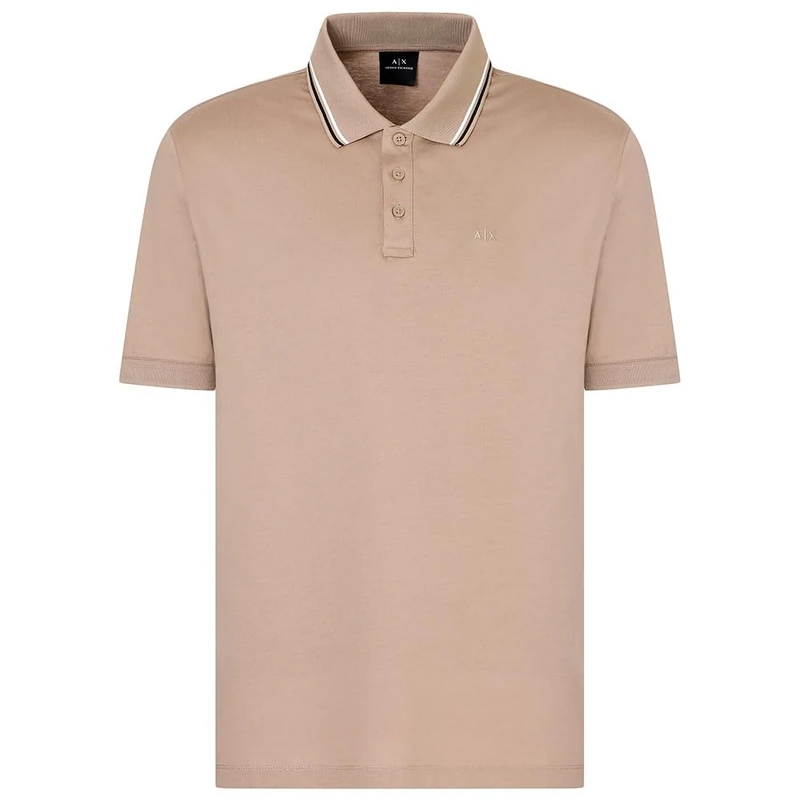 Armani Exchange Men's Utitlity Edge, Collar Stripes, Embroidered Logo, Regular fit, Grey, XL, Roasted Cashew, XL