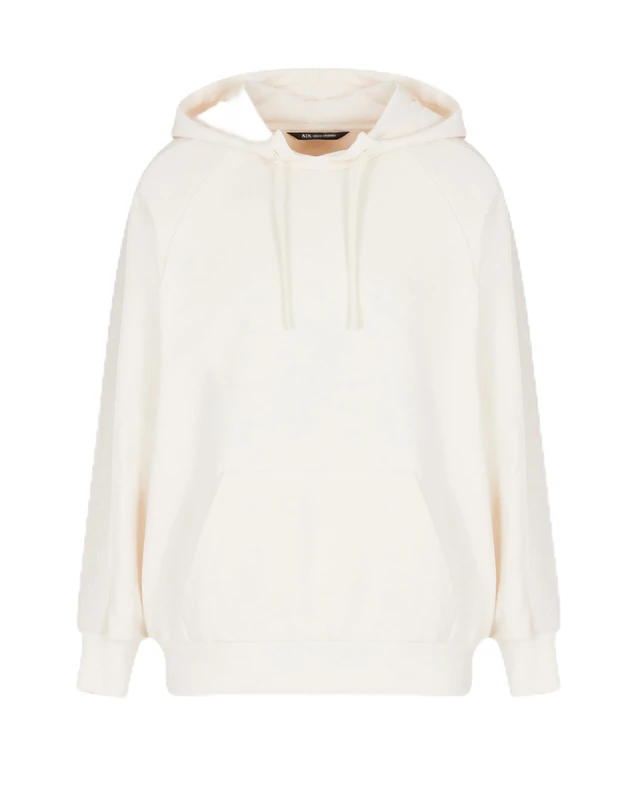 Armani Exchange Women's Arte Sella, monogram tape detail, hooded sweatshirt, white, L, ISO, L - Image 1