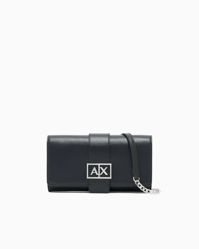 Armani Exchange Women's Jodie Wallet on Chain, One Size, Black, One Size