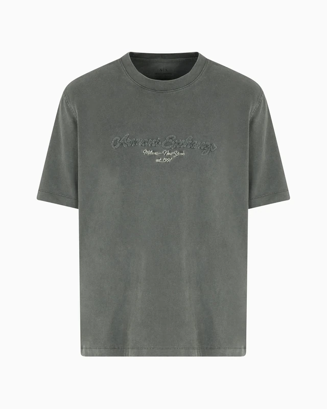 Armani Exchange Men's Urban Heights Cornely Logo Signature T-Shirt, Black Ink, S