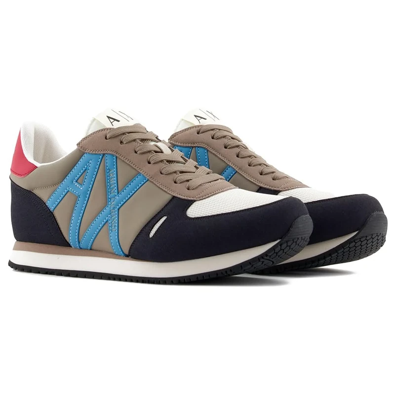 Armani Exchange Men's Rio Side Logo Trainers, Deep Navy Plaza Taup, 12 UK