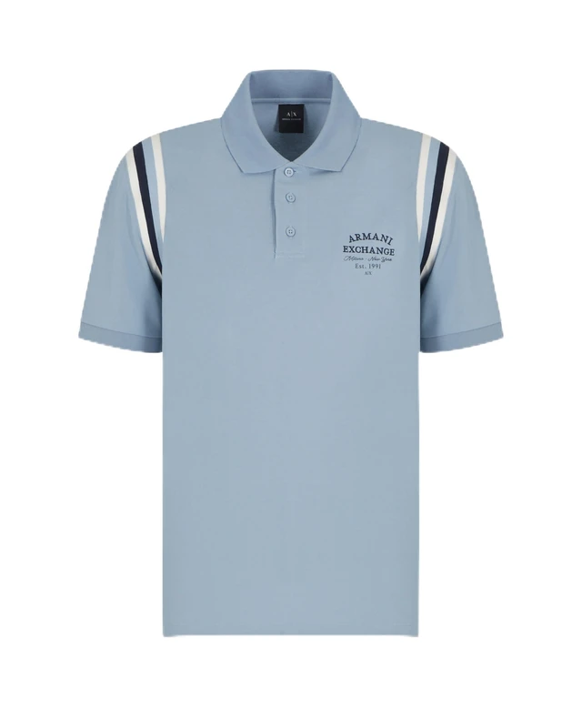 Armani Exchange Men's Utility Edge, Colour Contrast Armhole Stripes, Embroidered Logo, Regular Fit, Blue, S, Ashley Blue, S