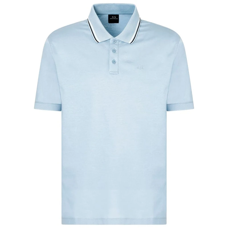 Armani Exchange Men's Utitlity Edge, Collar Stripes, Embroidered Logo, Regular Fit, Blue, S, Ashley Blue, S