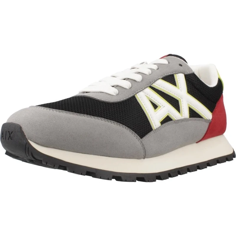 Armani Exchange Men's Drop Sneaker, Neut Grey Blk Yellow, 9 UK