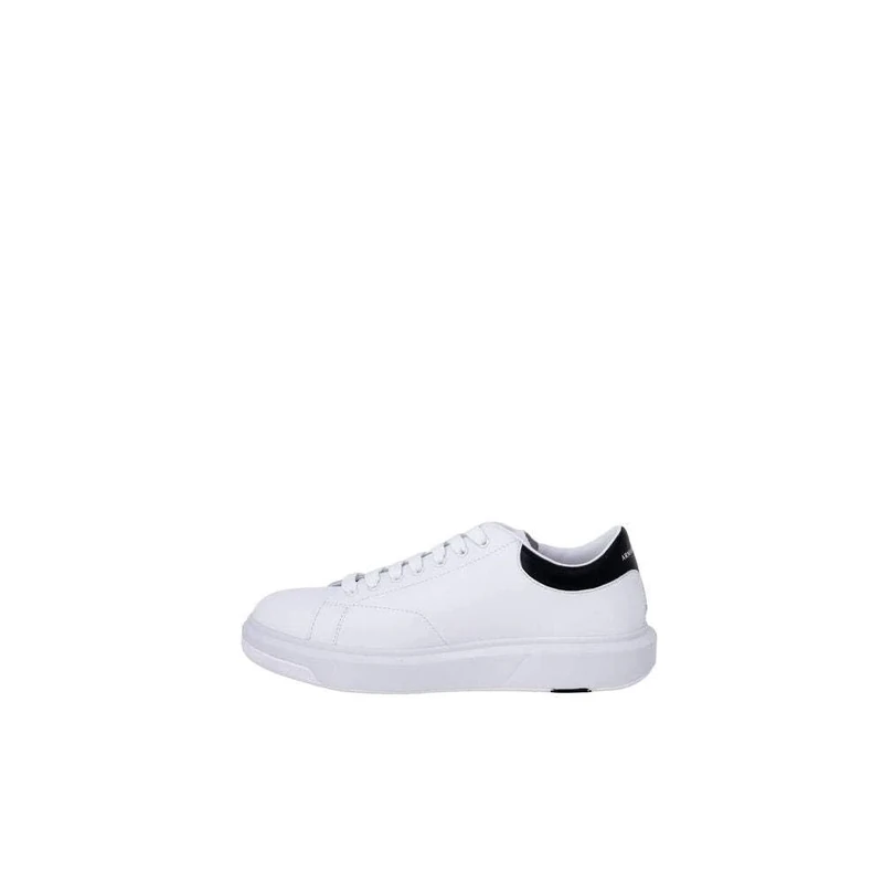 Armani Exchange Men's Leather, Simple Look, Back Printed Logo Trainers, Op White Black, 11 UK