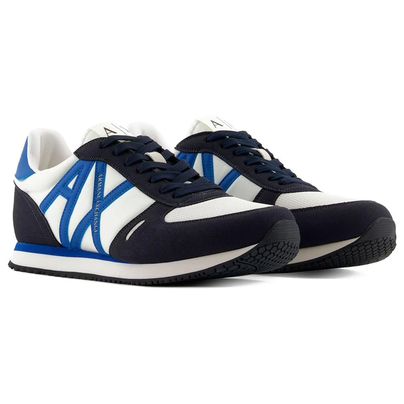 Armani Exchange Men's Rio Side Logo Trainers, Deep Navy Off White, 9 UK