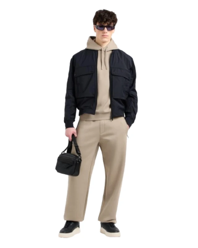 Armani Exchange Men's Blue Edition Logo Patch Blouson Jacket