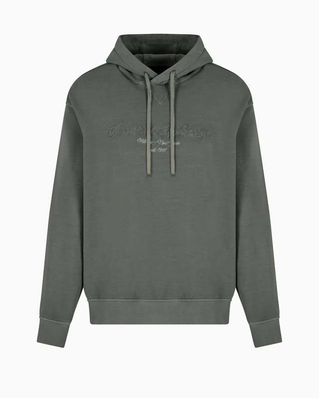 Armani Exchange Men's Urban heights, cornely logo signature, hooded sweatshirt, black, XS, black ink, XS