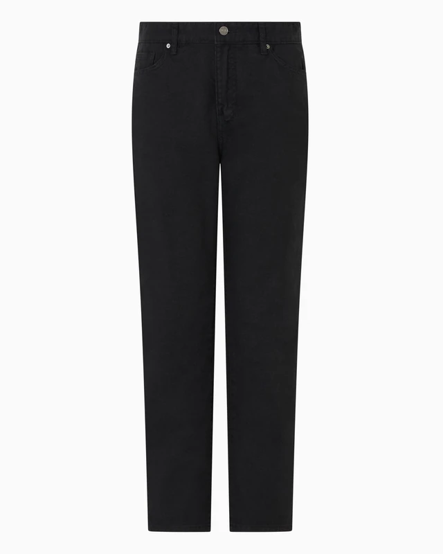 Armani Exchange Women's Seven Magic Mountain Cropped Fit Logo Patch Jeans, Black Denim, 4