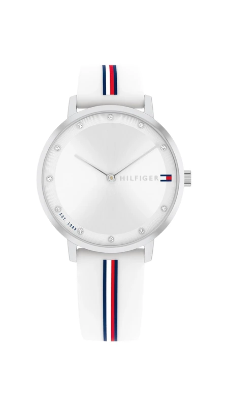 Tommy Hilfiger Two Hand Quartz Movement Watch for Women with White Silicone Bracelet - 1782735