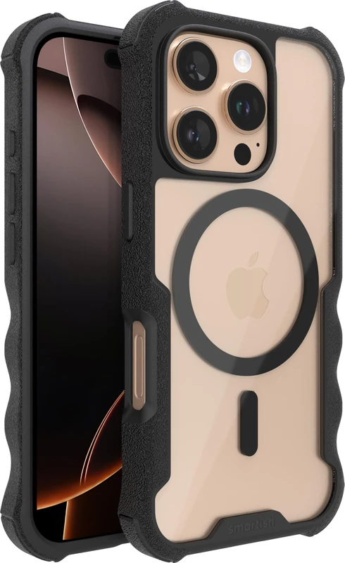 Smartish® iPhone 16 Pro Protective Magnetic Case - Gripzilla Compatible with MagSafe [Rugged + Tough] Heavy Duty Armor Slim Cover w/Drop Tested Protection for Apple iPhone 16 Pro - Clearly Black - Image 1